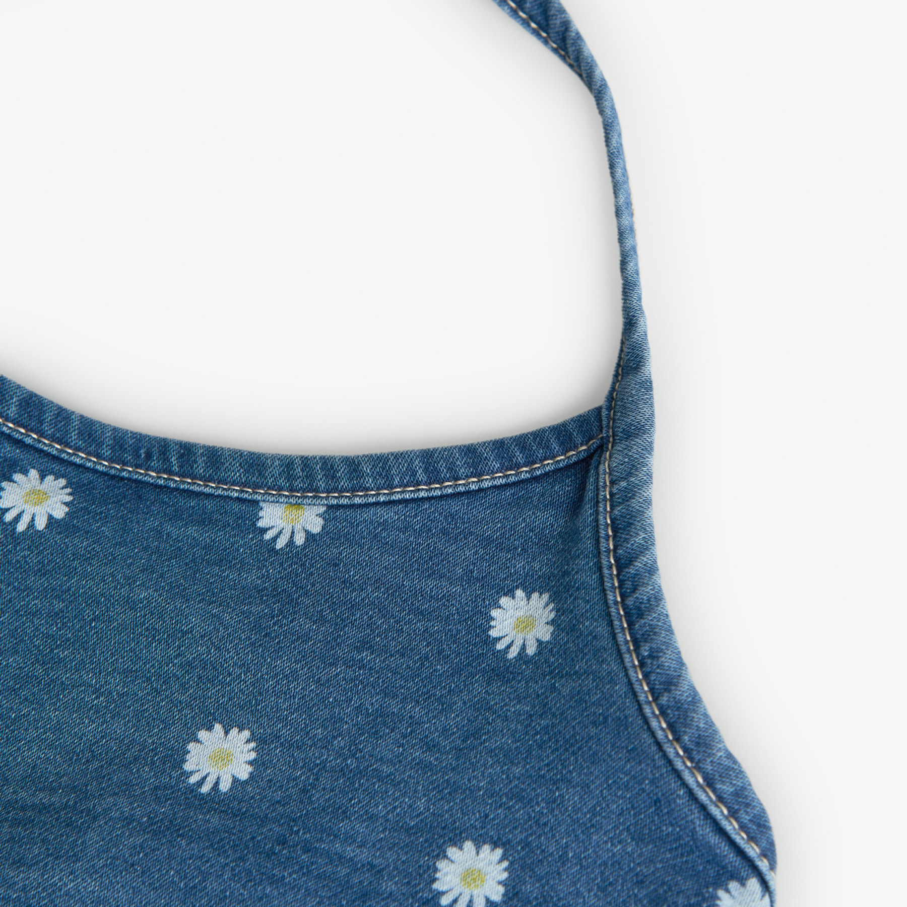 Top denim, punto de niña