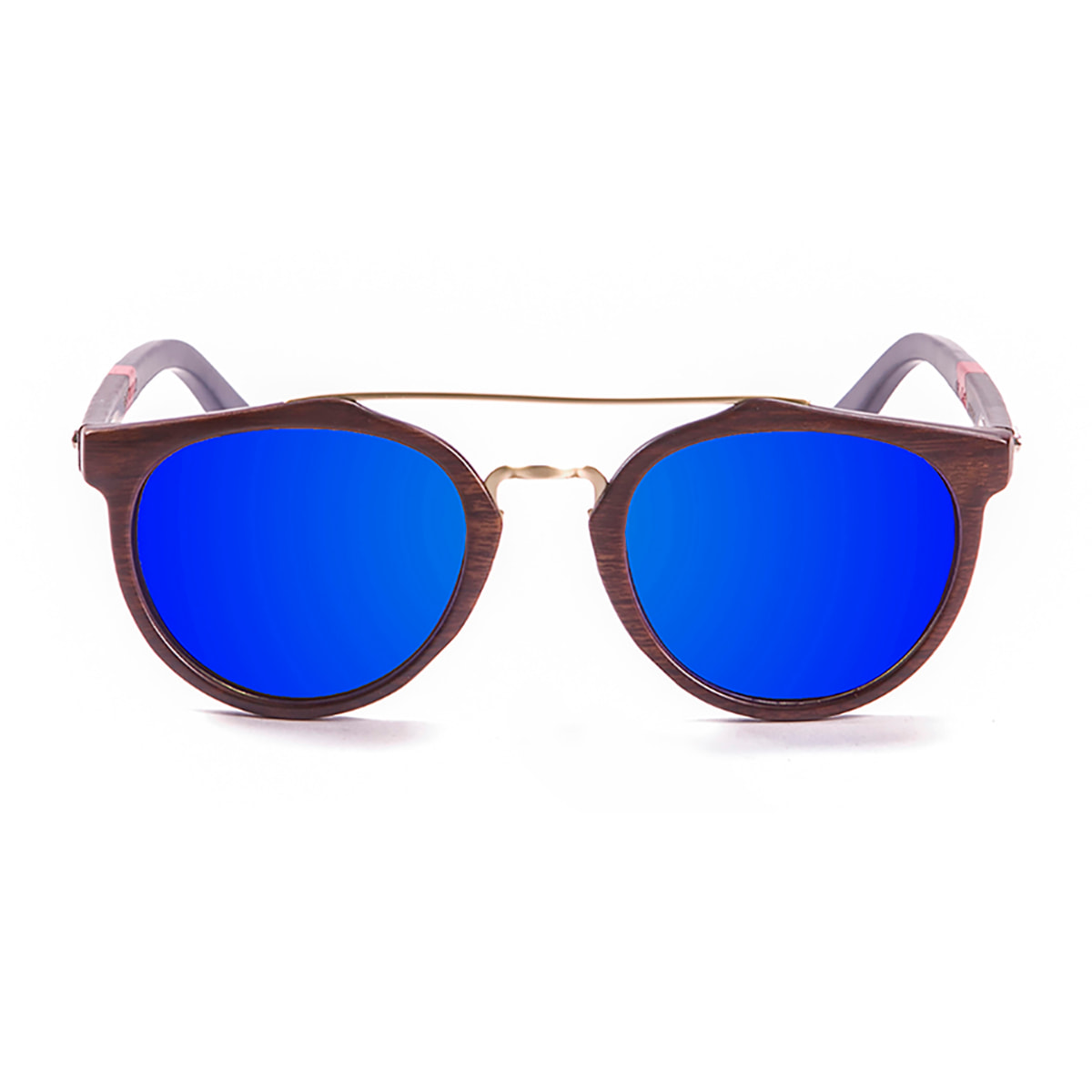 Gafas de sol PALO ALTO RICHMOND WOOD - Marrón oscuro / Revo azul y marrón bambú con patilla roja y azul oscura