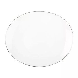 Lot de 6 Assiette à dessert ovale bord platine