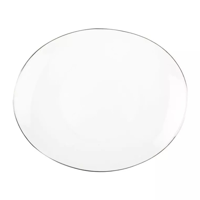 Lot de 6 Assiette à dessert ovale bord platine