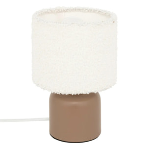 Lampe à poser Bona bouclette marron H22cm