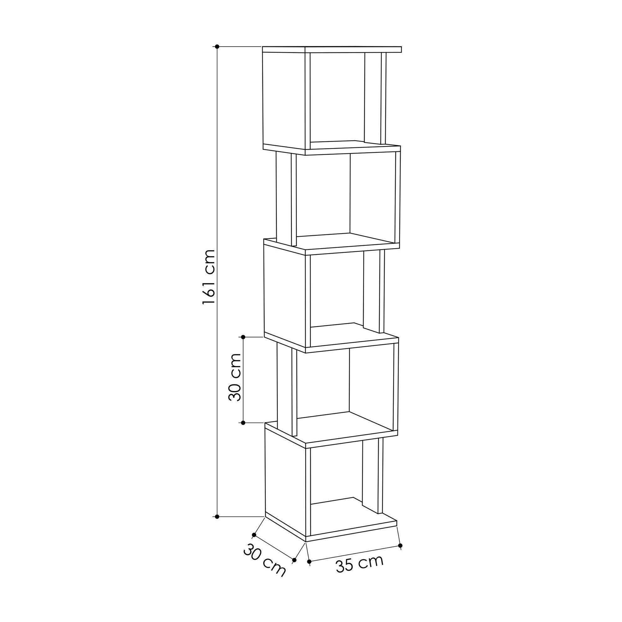 Libreria Dadjapon, Scaffale da ufficio, Mobile portalibri, Biblioteca, 35x30h161 cm, Bianco e Tortora