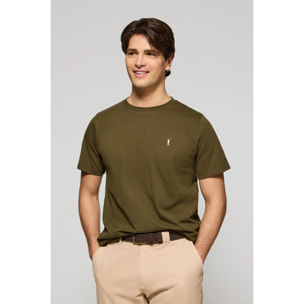 Camiseta caqui con cuello redondo y bordado Rigby Go