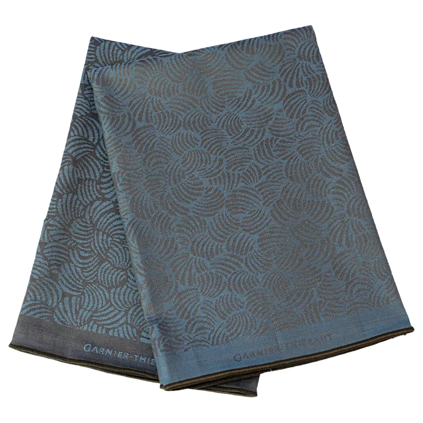 Lot de 2 mouchoirs pur coton motif jacquard bleu Shell danube