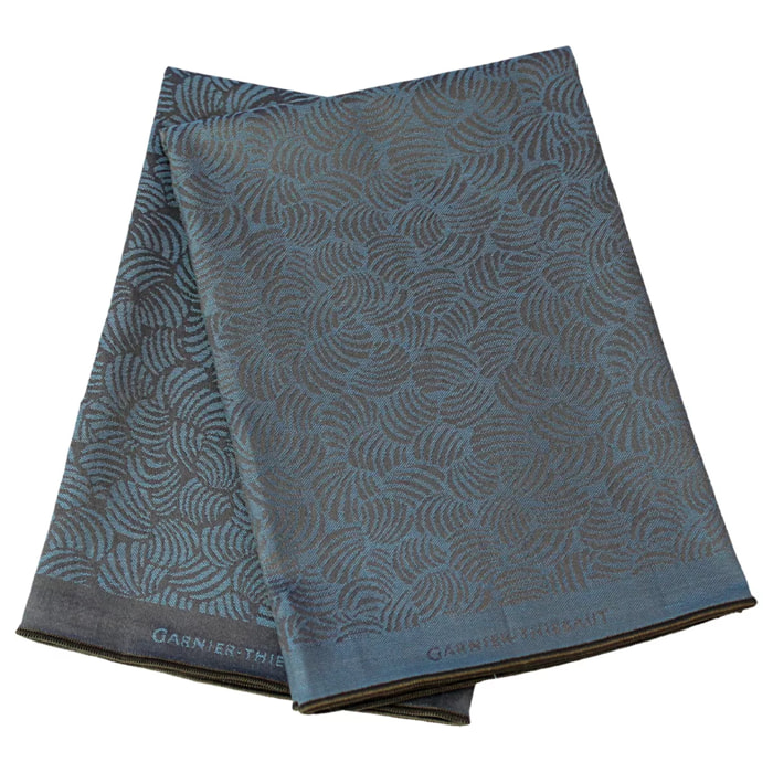 Lot de 2 mouchoirs pur coton motif jacquard bleu Shell danube