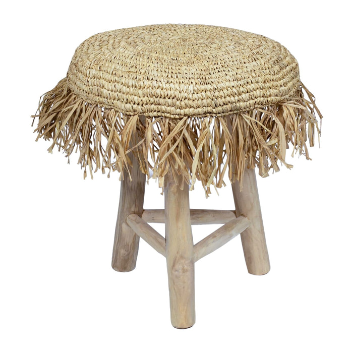 Tabouret en teck et en jute  TILOS