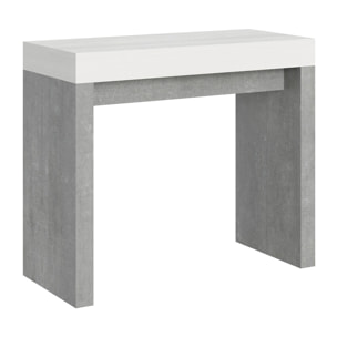 Console Roxell cm.90x42 (extensible à 300) dessus Frêne Blanc structure Ciment