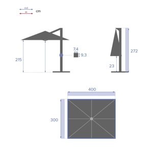 Parasol déporté rectangulaire inclinable Éléa Noisette