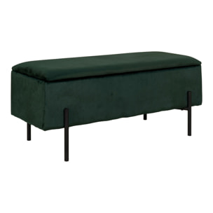 Panchina Watford in velluto verde con vano contenitore, 95 cm