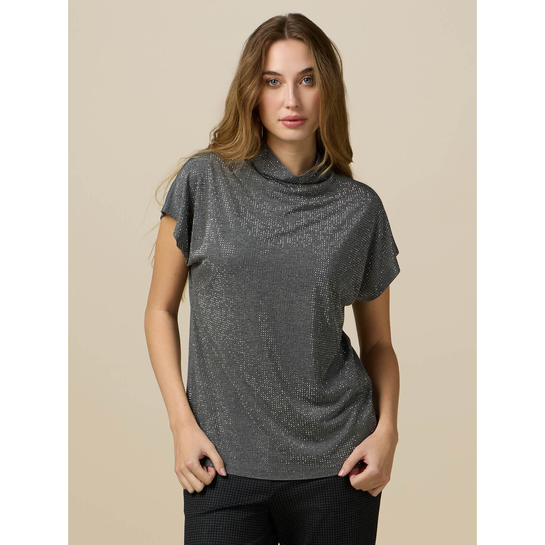 Oltre - Camiseta con microcristales - Gris