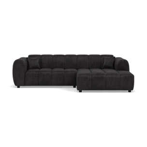 Curtis - canapé d'angle droit 4 places en simili - Noir