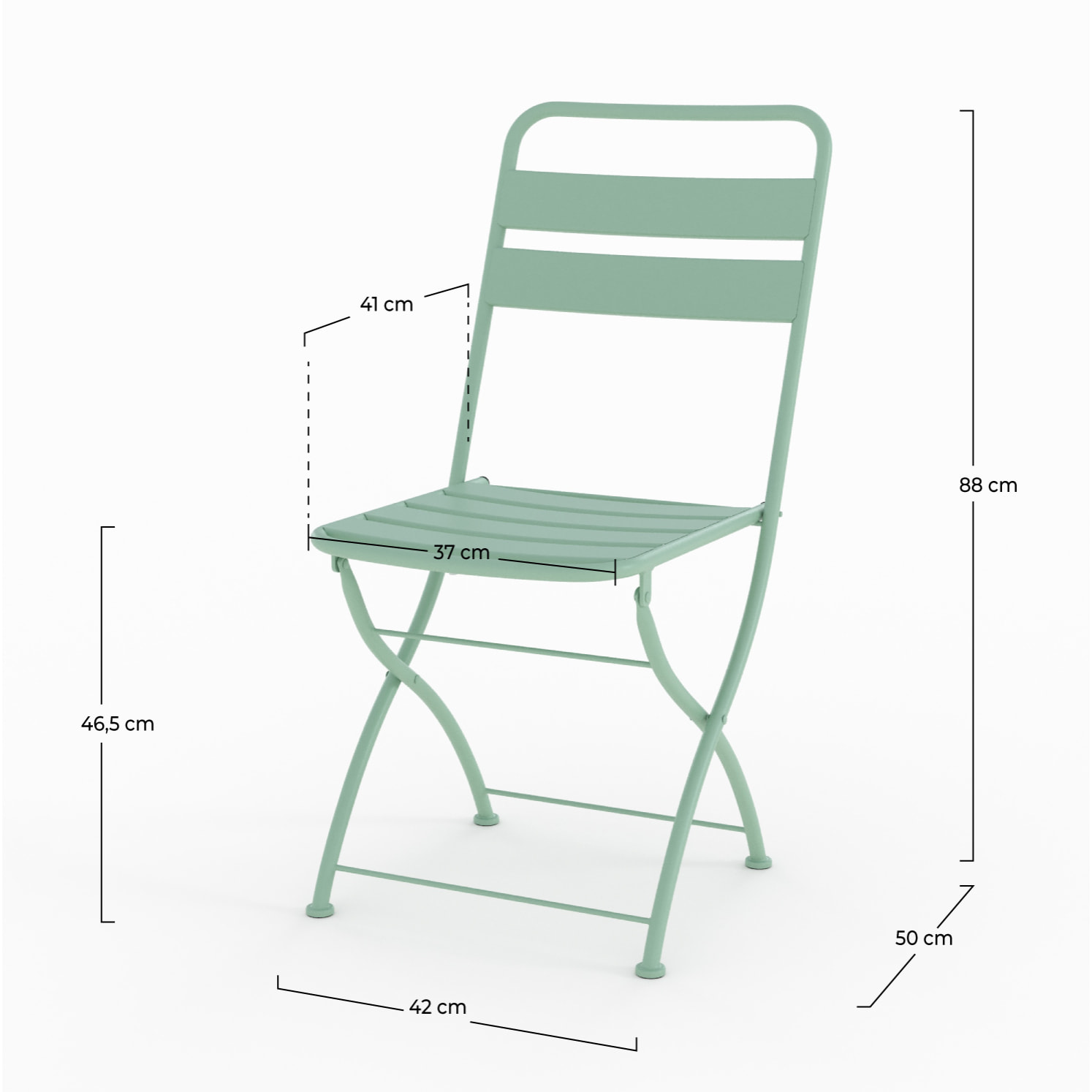 Lot de 2 chaises de jardin en métal vert clair, pliantes - Yumi