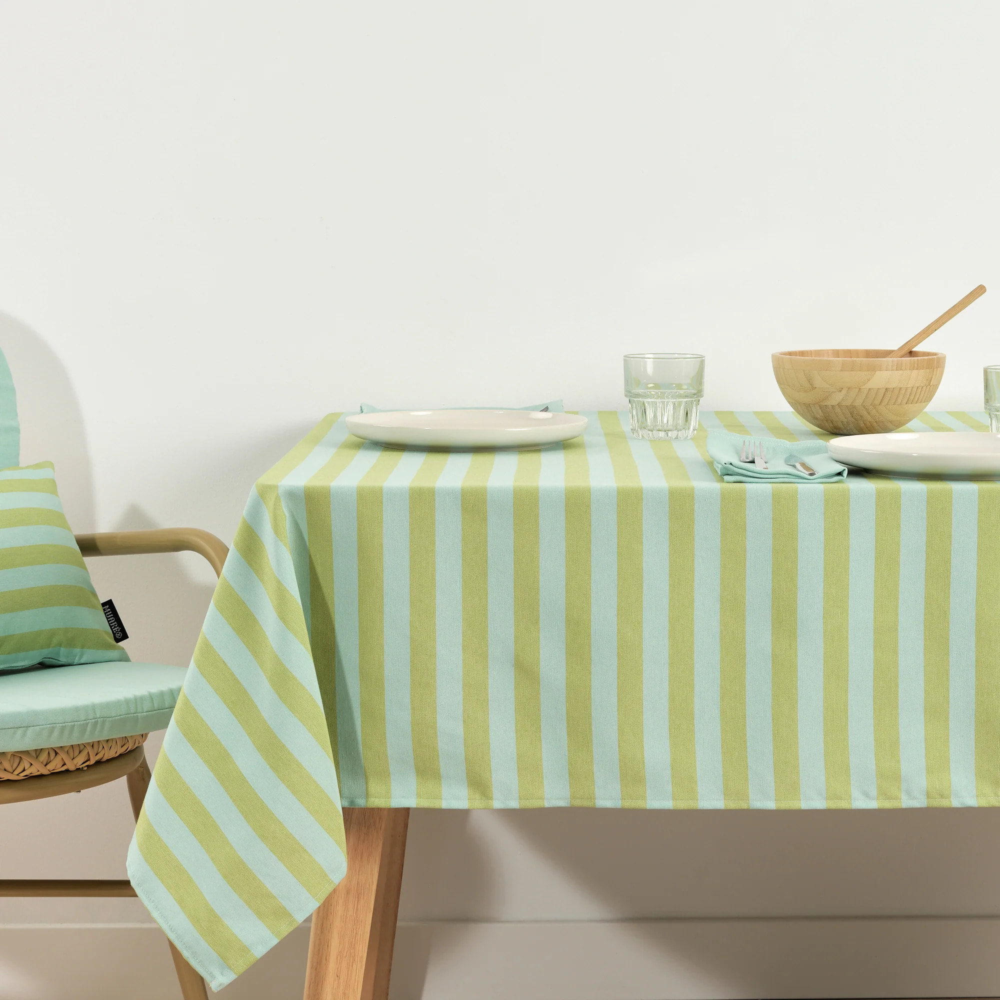 Nappe en tissu jacquard Maglia rayé Turquoise et Pistache