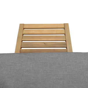 Bain de soleil pliant en acacia KANAWA - coussin gris