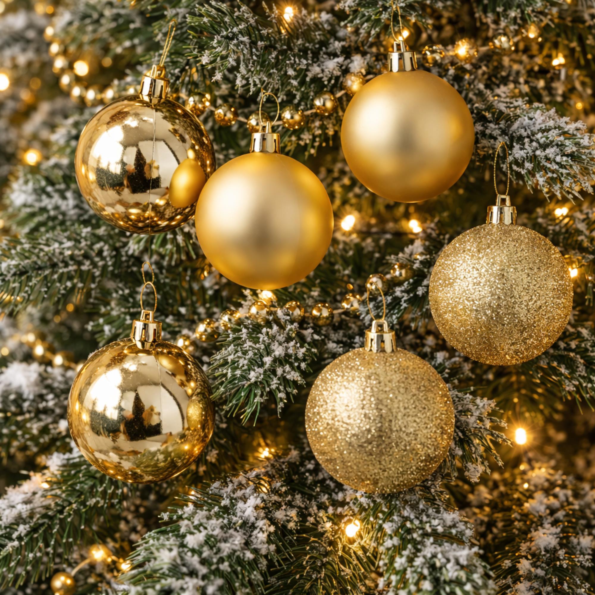 Set de 6 bolas de navidad para árbol – diámetro 8 cm – acabado mate y oro
