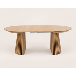 Freya - table à manger ronde extensible - effet bois - 4 à 8 personnes - Bois
