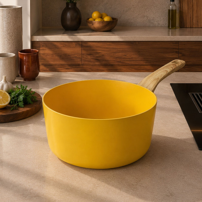 Casserole 20cm avec revêtement céramique jaune - tous feux COLORAMA