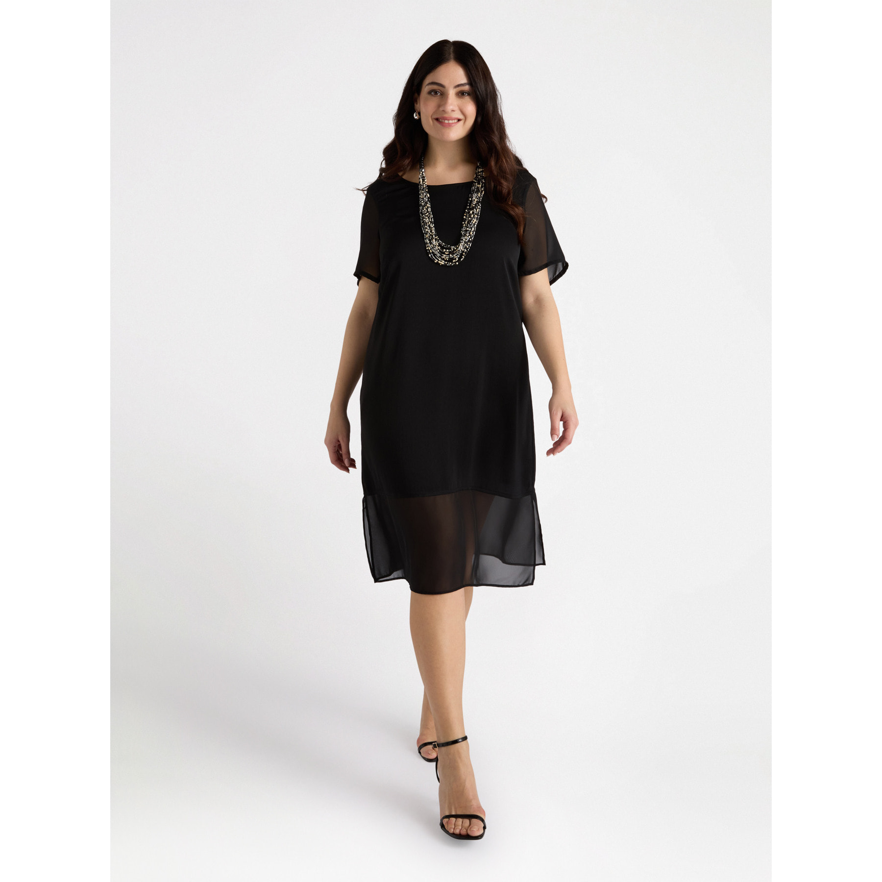 Fiorella Rubino - Vestito dritto con inserti trasparenti - Nero