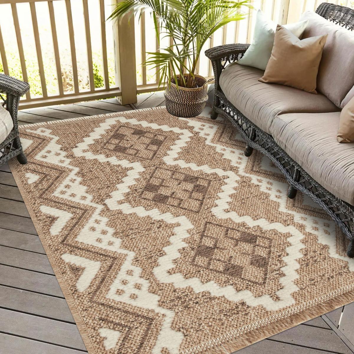 Tapis extérieur tissé kilim rectangle BUTA