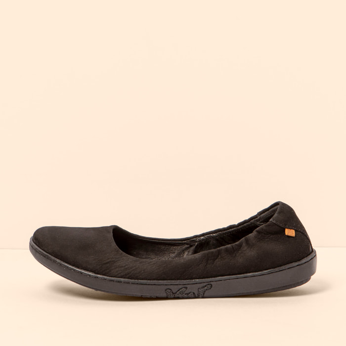 Bailarinas N5300 NOBUCK LAVADO BLACK-BLACK/ CORAL color Black-black