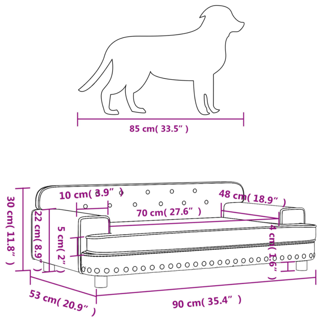 Canapé pour chien en similicuir - Marron Foncé