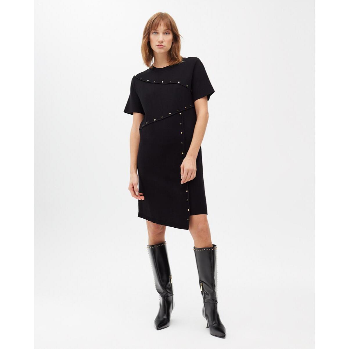 Abito Corto in Maglia con Borchie