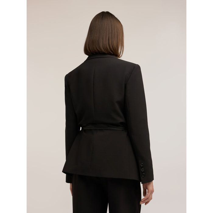 Motivi - Blazer doppiopetto con cintura - Nero