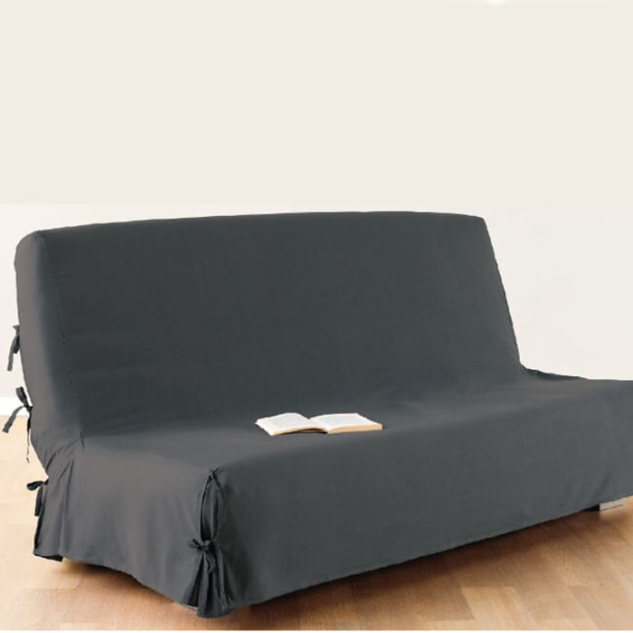 Housse de clic-clac - coton - gris foncé - 140x200 cm
