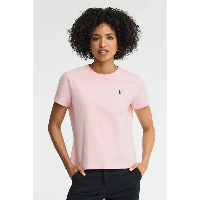 Camiseta rosa de manga corta y cuello redondo con bordado Rigby Go