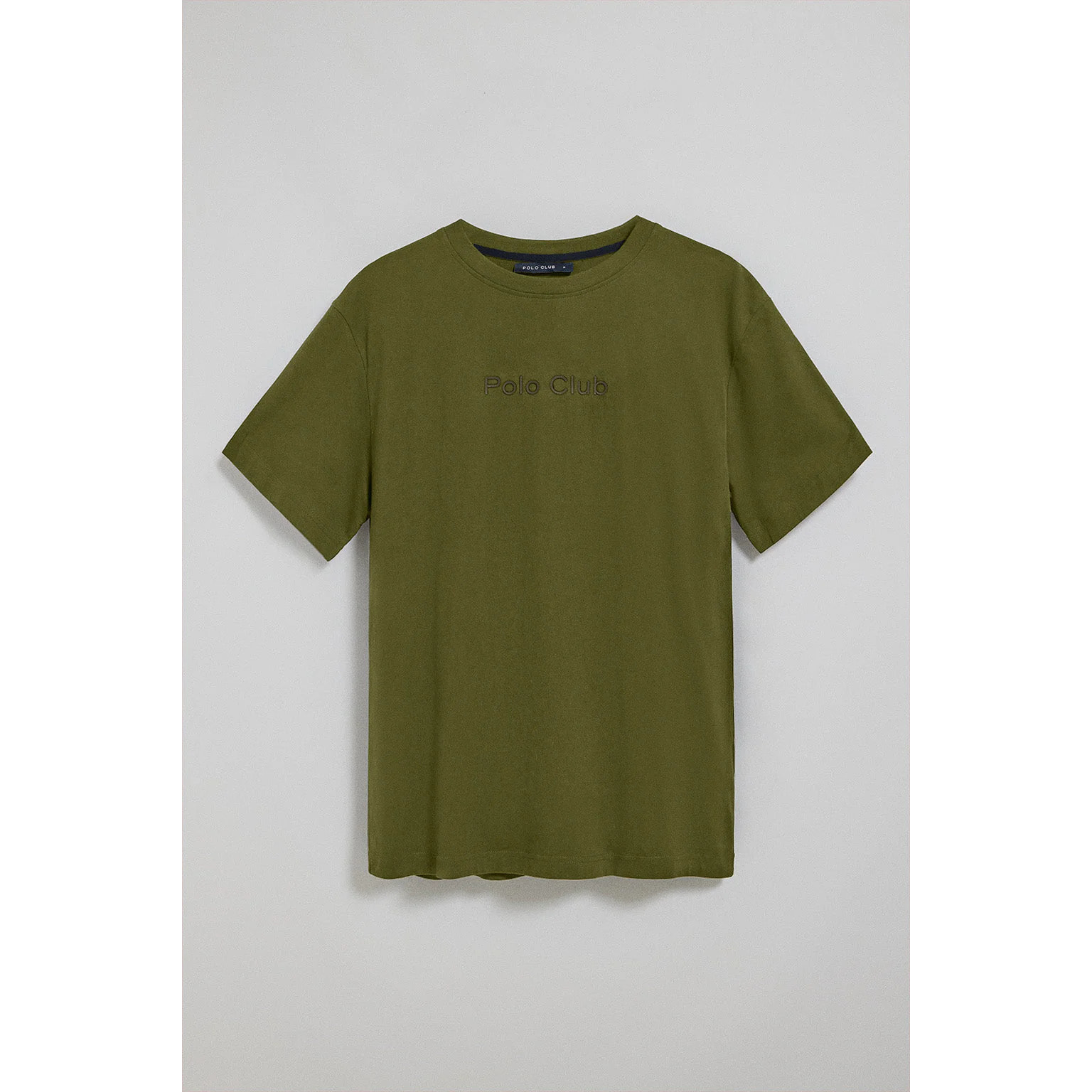 Camiseta verde caqui de manga corta y cuello redondo con logotipo Polo Club