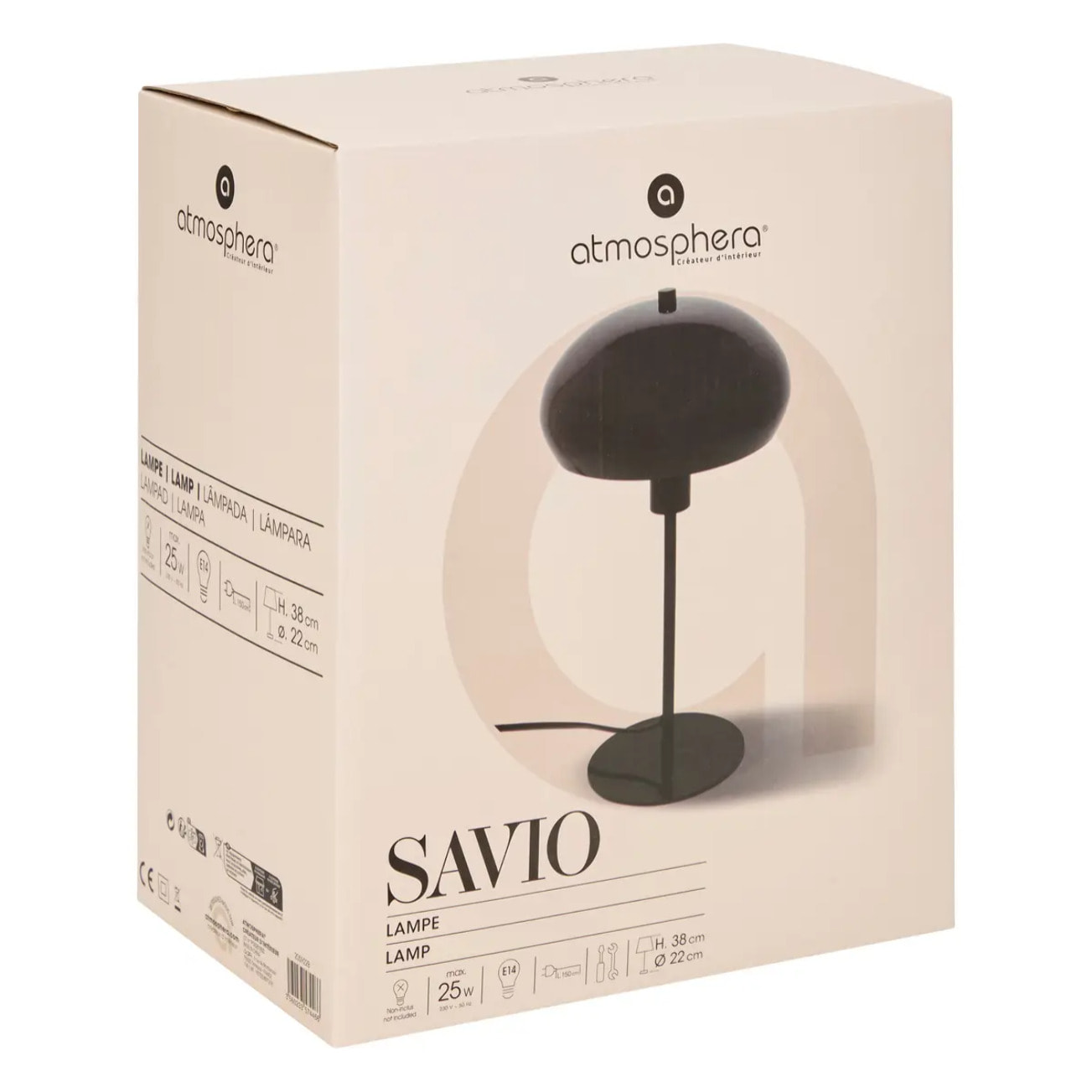 Lampe champignon à poser "Savio" noir H38cm
