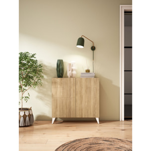 Zapatero Bergen melamina roble patas blanco 87x90x27 cm