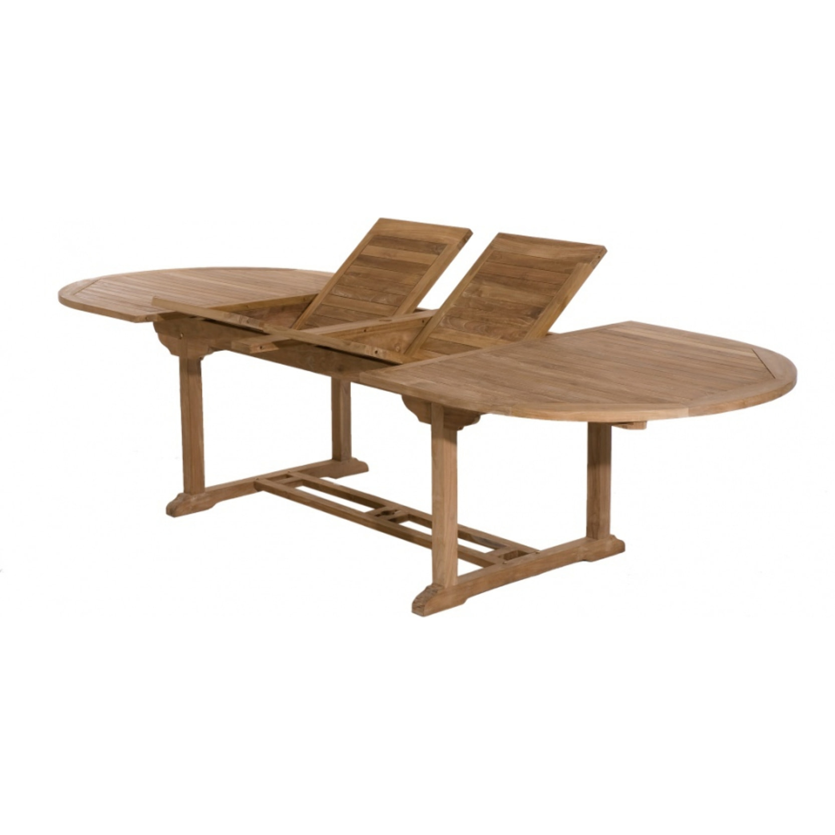 HARRIS - Table de jardin 10/12 personnes - ovale double extension 200/300*120 cm en bois Teck