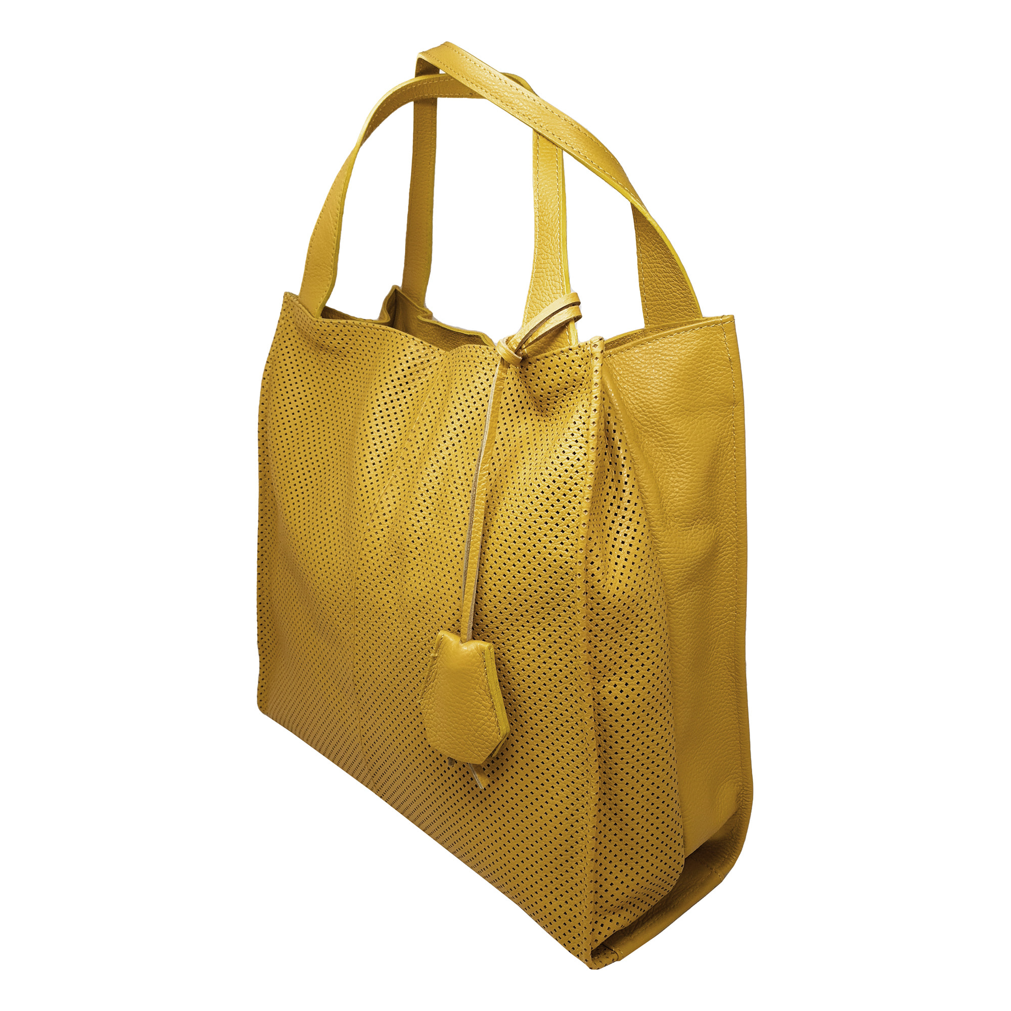 Chicca Borse Borsa a Mano Shopper Donna in Pelle Giallo