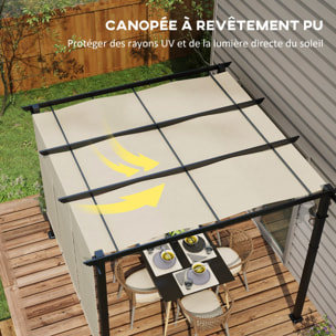 Pergola 3 toiles coulissantes - dim. 2,97L x 2,97l x 2,38H m - acier époxy polyester haute densité beige