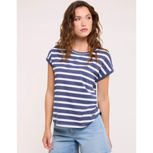 Camiseta Manga Corta de Rayas Azul Marino - Madonna