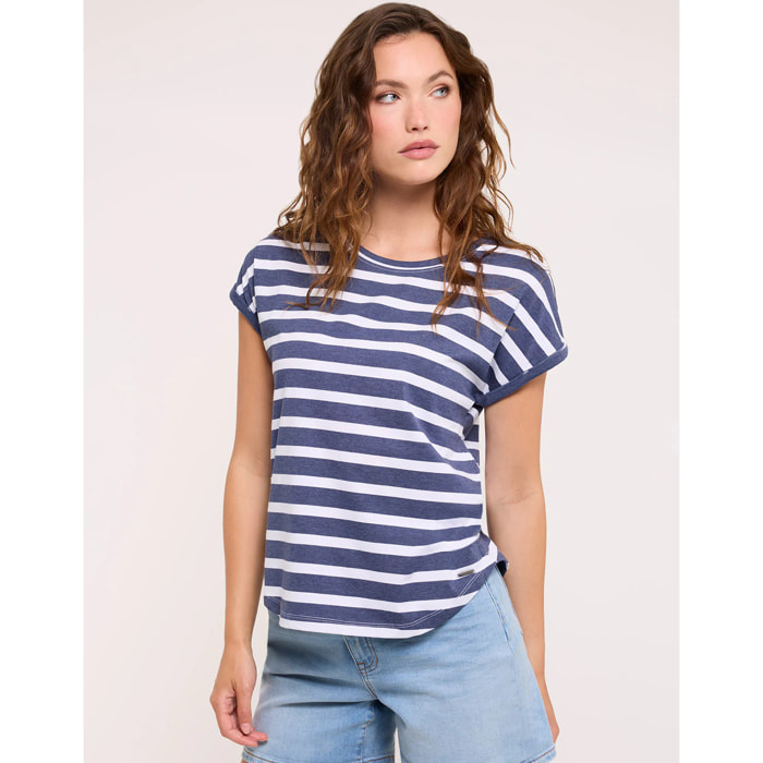 Camiseta Manga Corta de Rayas Azul Marino - Madonna
