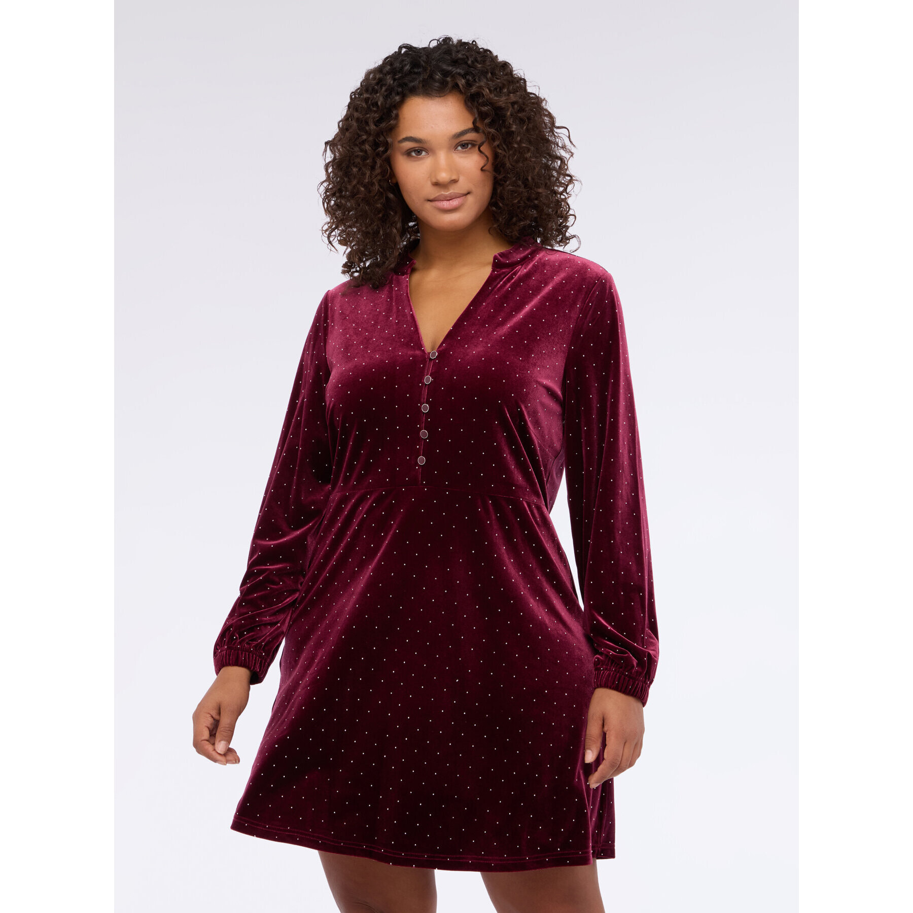 Fiorella Rubino - Vestido FREE de terciopelo con puntos de luz - Burgundy