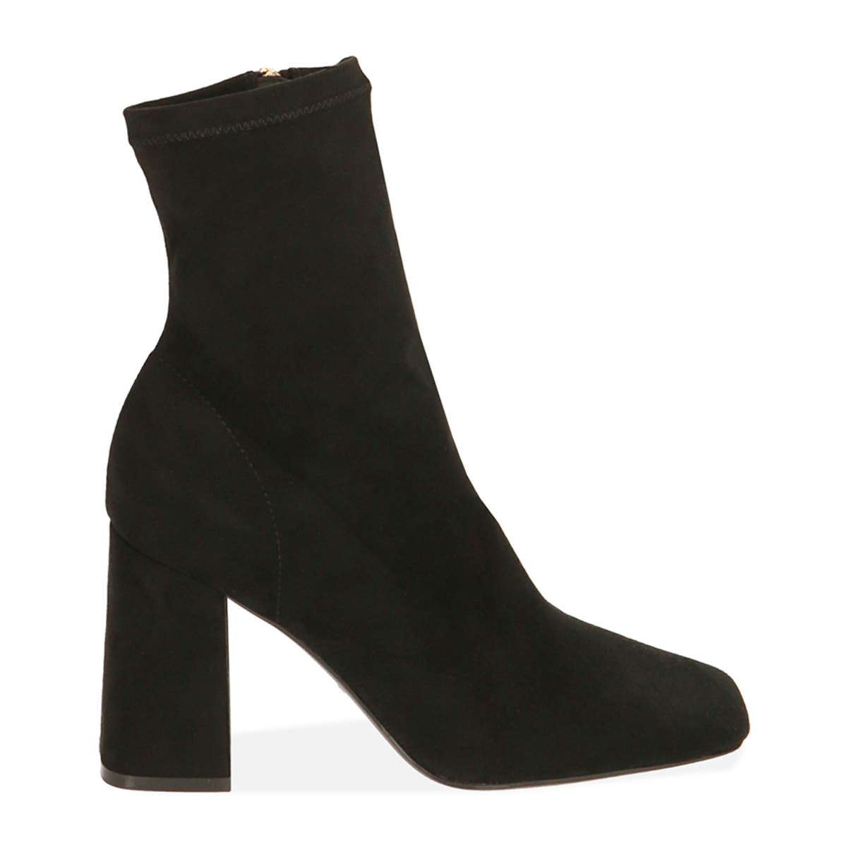 Ankle boots neri in microfibra, tacco 8,5 cm