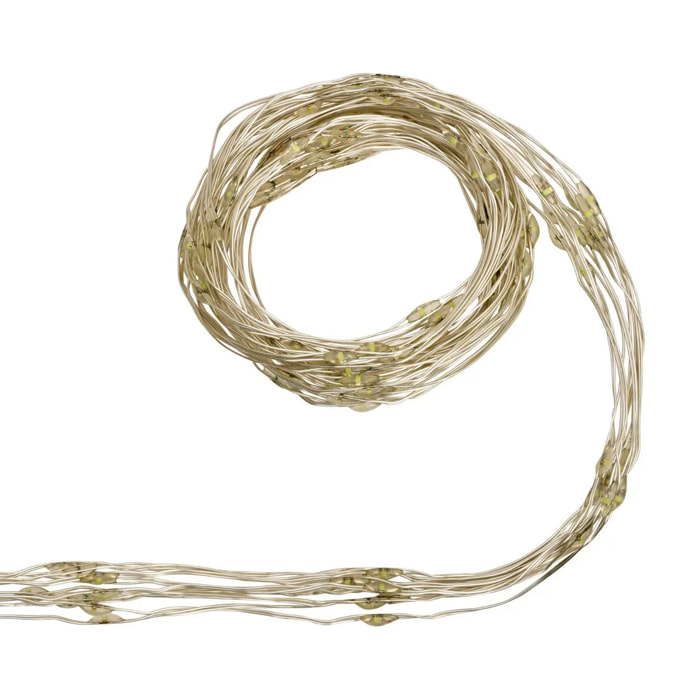 Guirlande lumineuse cascade d'extérieur 1 m 200 LED blanc chaud fil cuivre 13 fonctions avec minuteur sur secteur