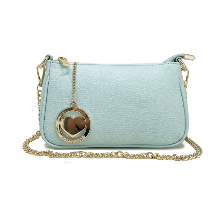 Chicca Borse - Tracollina Clutch Donna in Vera Pelle - Colore Verde Acqua