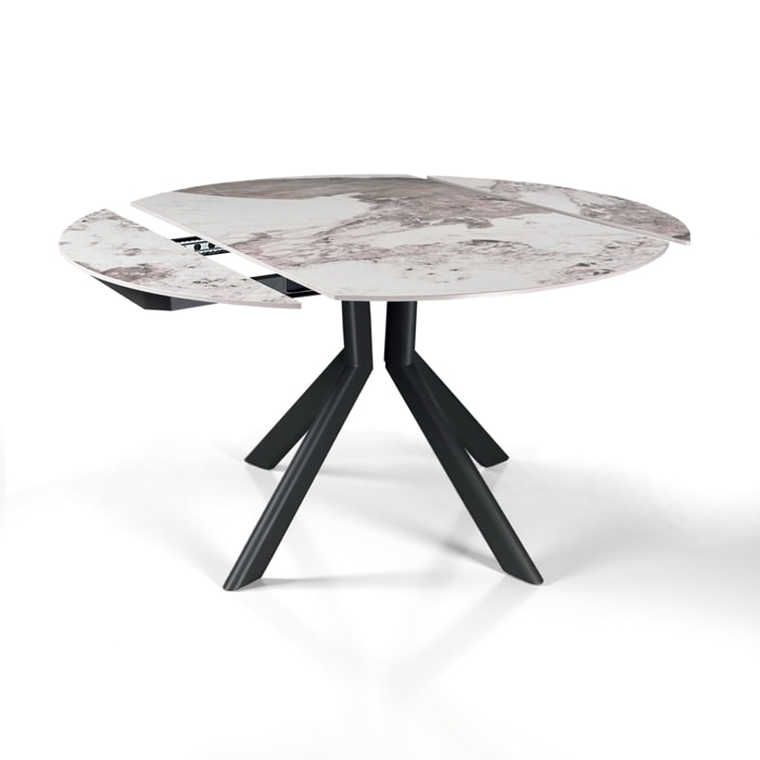 Table à manger extensible Tomasucci TAAK, en céramique, marbre onyx, gris Ø 135 135 x 85 cm