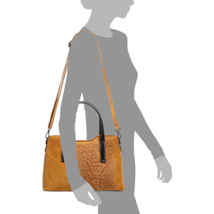 Fiesole borsa tote donna. Pelle autentica Camoscio stampa coccodrillo.