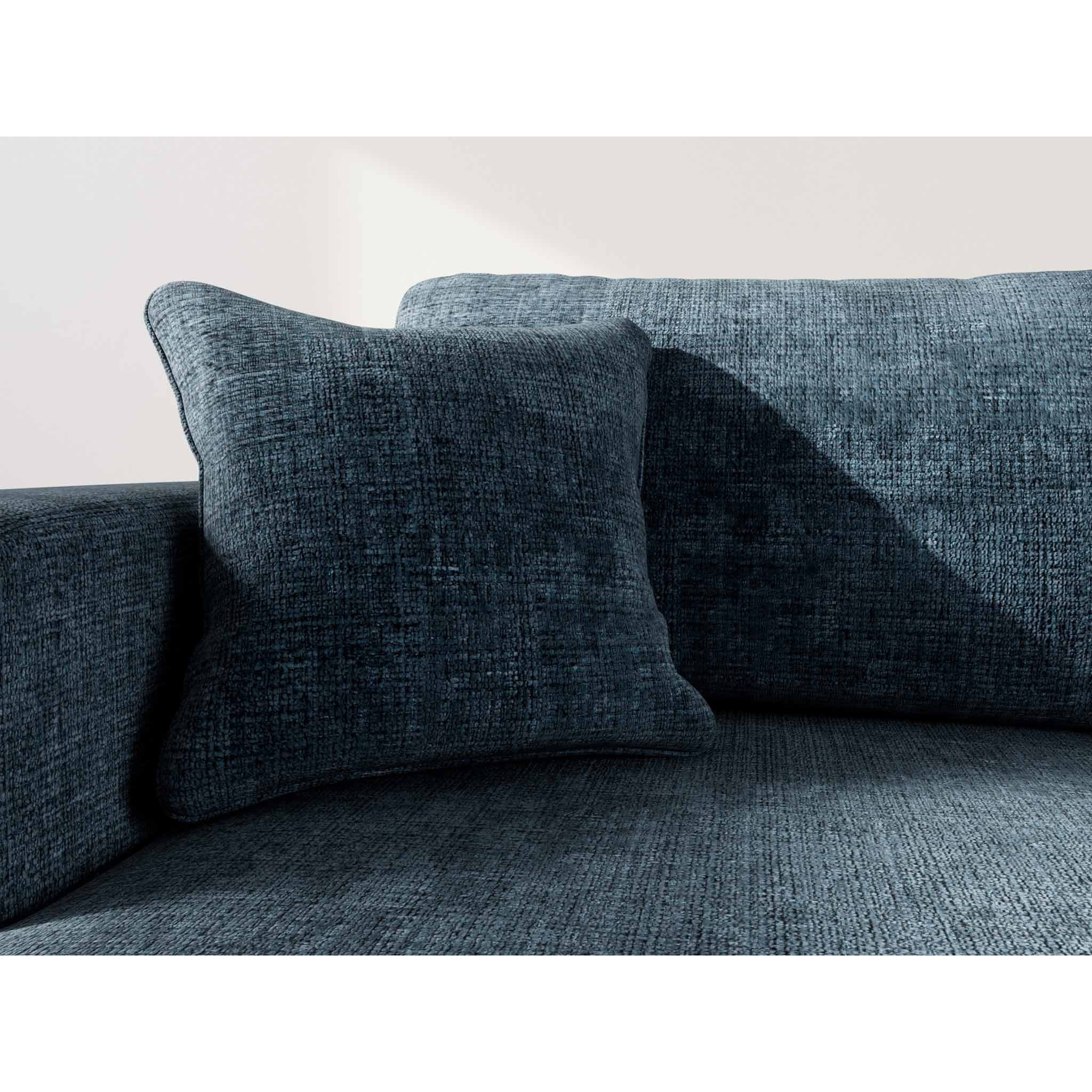 Miro - Canapé d'angle gauche 4 places convertible avec coffre en velours texturé - Bleu