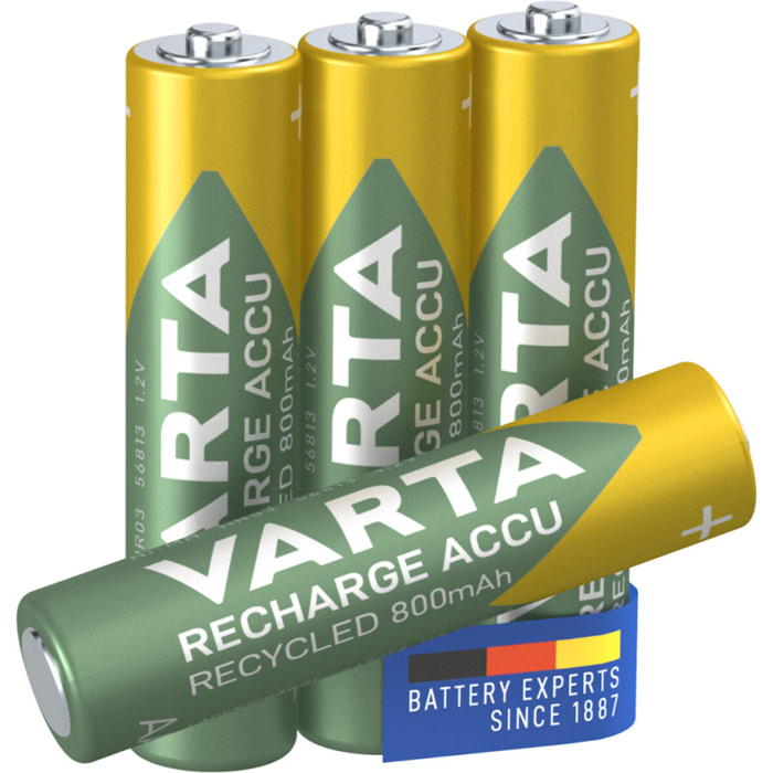 Varta - Piles Rechargeable Accu RECYCLED AAA 800 mAh Blister de 4 (pré-chargées)