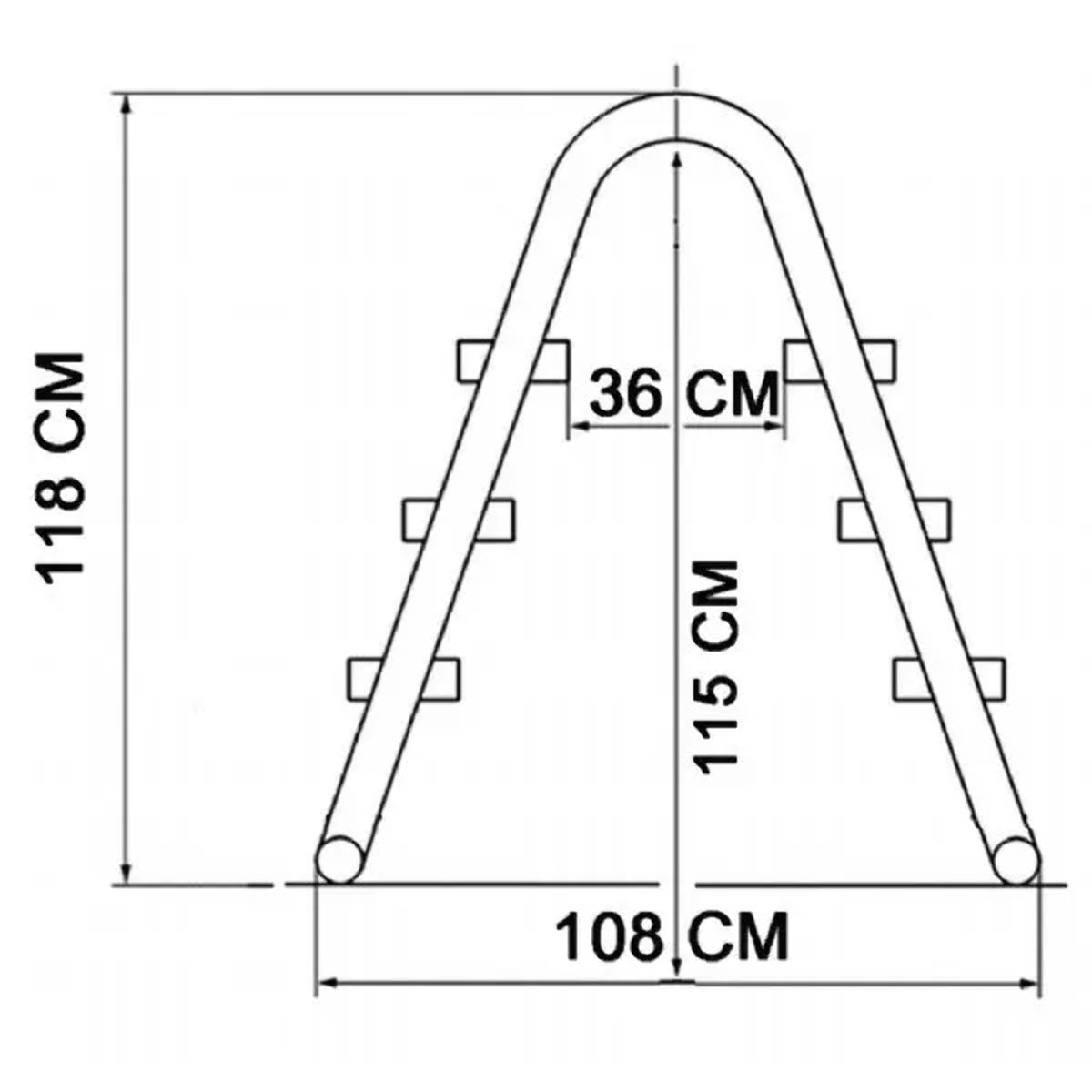 Échelle de sécurité pour piscine hors sol 0,8 m - 1,1 m.