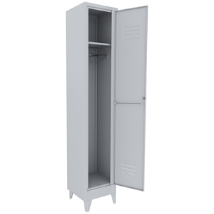 Armadietto Spogliatoio Armadio 1 Anta Slim Sporco Pulito In Lamiera Acciaio Salvaspazio Con Chiave Ripiano Appendiabiti Porta Cartellino 180x34x36 Cm
