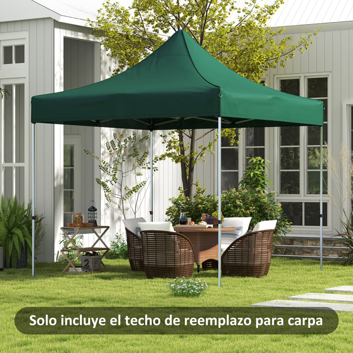 Techo de Carpa para Celebraciones 3x3 m Techo de Repuesto para Carpa Plegable de Tela Oxford con Techo Puntiagudo Impermeable y Anti-UV Verde Oscuro