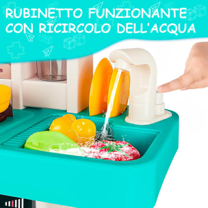 Cucina Giocattolo Bambini Con Luci E Suoni Realistici Rubinetto Con Riciclo Acqua Forno Fornelli Apribili 50 Accessori Gioco Educativo 3–8 Anni Verde