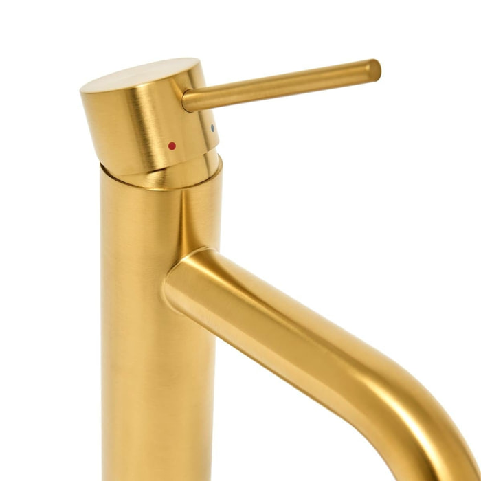 Aurum mitigeur lavabo sur pied 16,5 cm, à levier, sans vidage, or brossé (SATBAUR271BG)